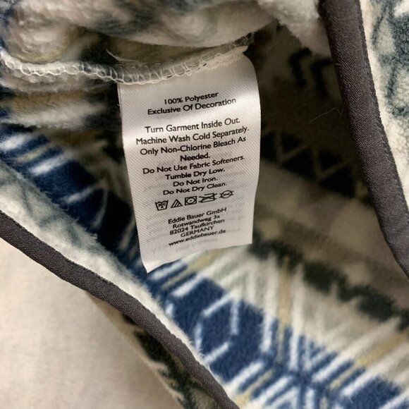 Eddie Bauer Mens Sweater XL Gray Blue Aztec Fleece Long Sleeve Southwestern - Picture 4 of 7